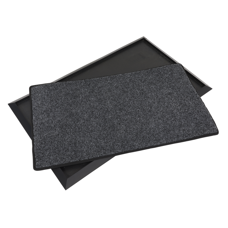 Sealey DRM01 450 x 750mm Rubber Disinfection Mat With Removable Polyester Carpet