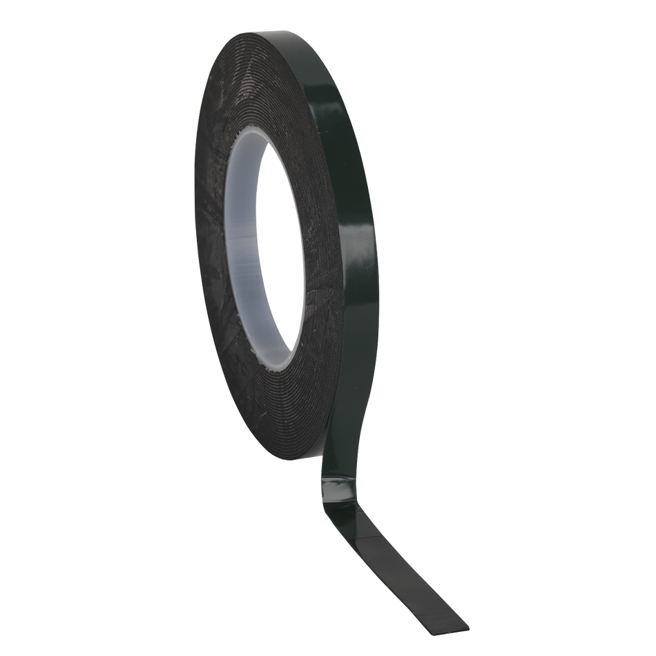 Sealey DSTG1210 12mm x 10m Double-Sided Adhesive Foam Tape - Green Backing