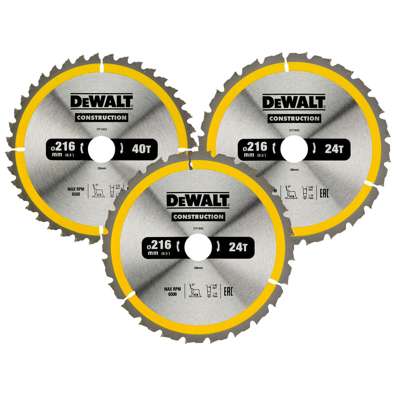 DeWalt DT1962 Circular Saw Blade 3pk - 216mm