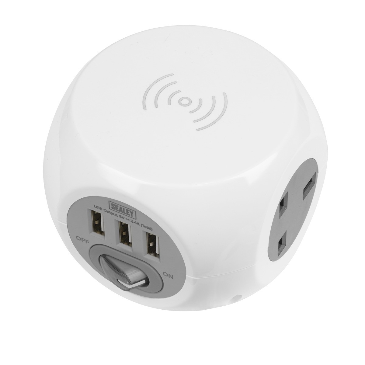 Sealey EL144WC 1.4m Extension Cable Cube 3 x 230V & 3 x USB Sockets & Wireless Charging Pad