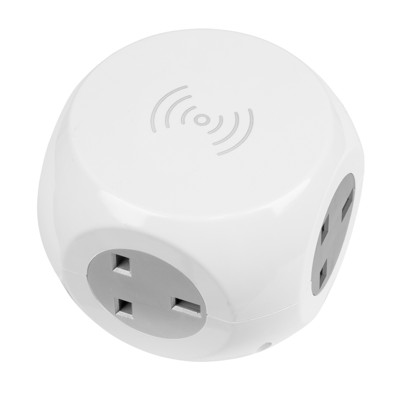 Sealey EL144WC 1.4m Extension Cable Cube 3 x 230V & 3 x USB Sockets & Wireless Charging Pad