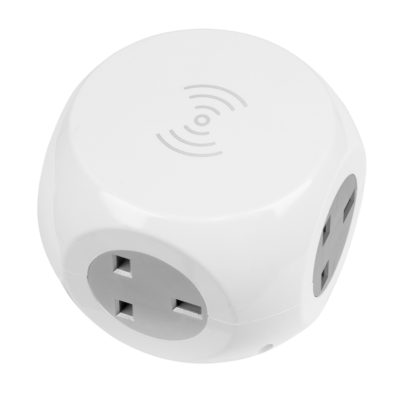 Sealey EL144WC 1.4m Extension Cable Cube 3 x 230V & 3 x USB Sockets & Wireless Charging Pad