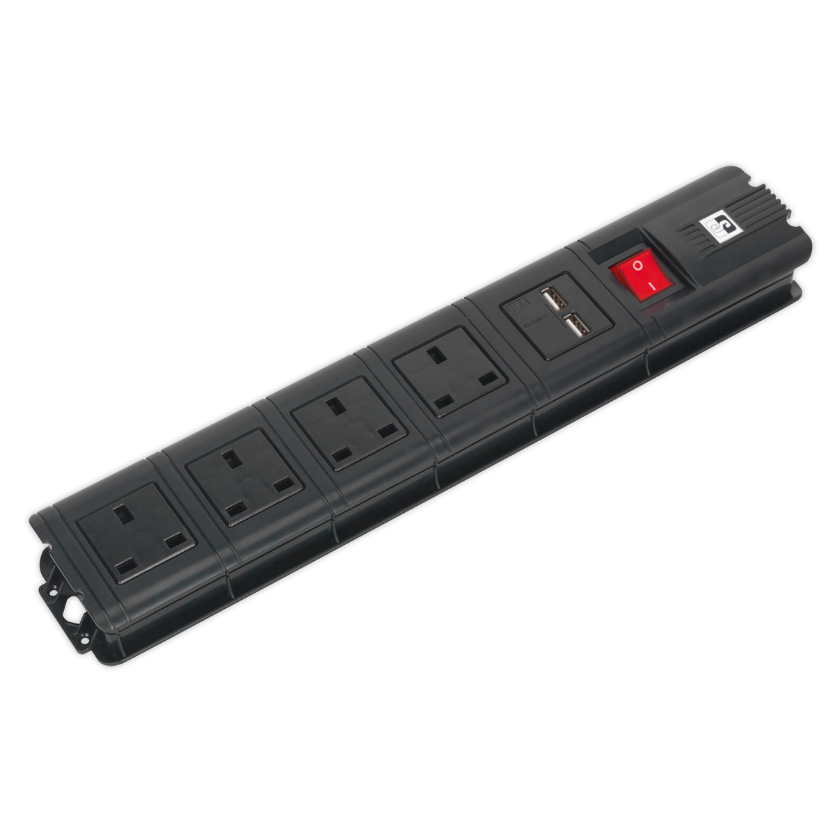 Sealey EL34USBB 2.6m Extension Cable 4 x 230V + 2 x USB Sockets - Black