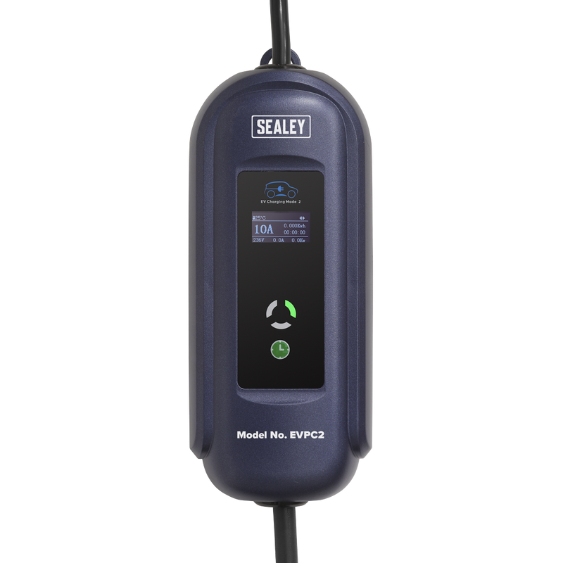 Sealey EVPC2 10A Type 2 to UK 3-Pin Plug Portable EV Charger - 5m Cable