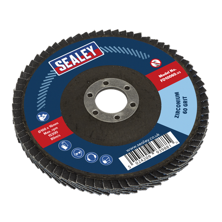 Sealey FD10060 100mm Zirconium Flap Disc 16mm Bore 60Grit