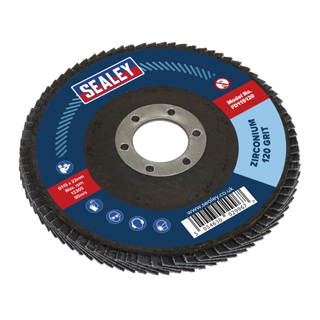 Sealey FD115120 115mm Zirconium Flap Disc 22mm Bore 120Grit