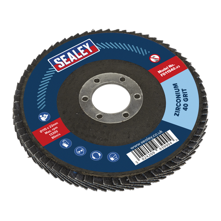 Sealey FD11540 115mm Zirconium Flap Disc 22mm Bore 40Grit