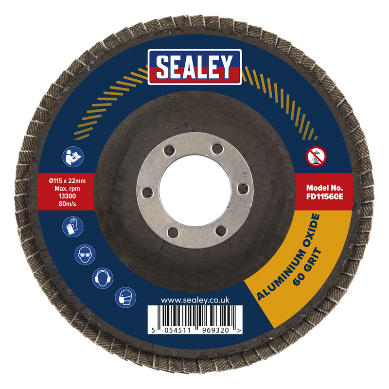 Sealey FD11560E 115mm Aluminium Oxide Flap Disc 22mm Bore 60Grit