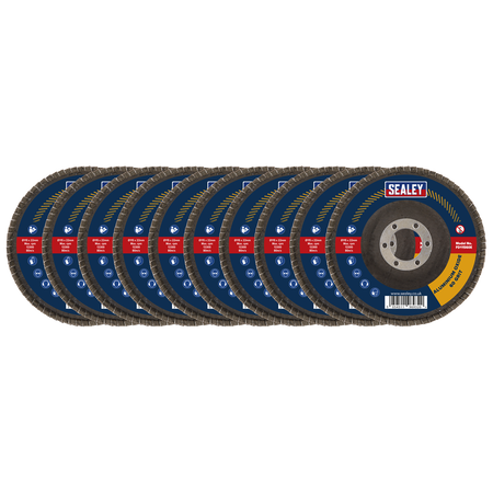 Sealey FD115EMIX 115mm Aluminium Oxide Flap Discs 22mm Bore - Assorted Grit - Pack of 10