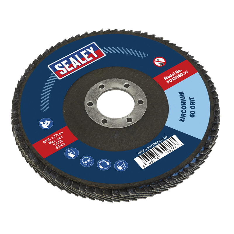 Sealey FD12560 125mm Zirconium Flap Disc 22mm Bore 60Grit