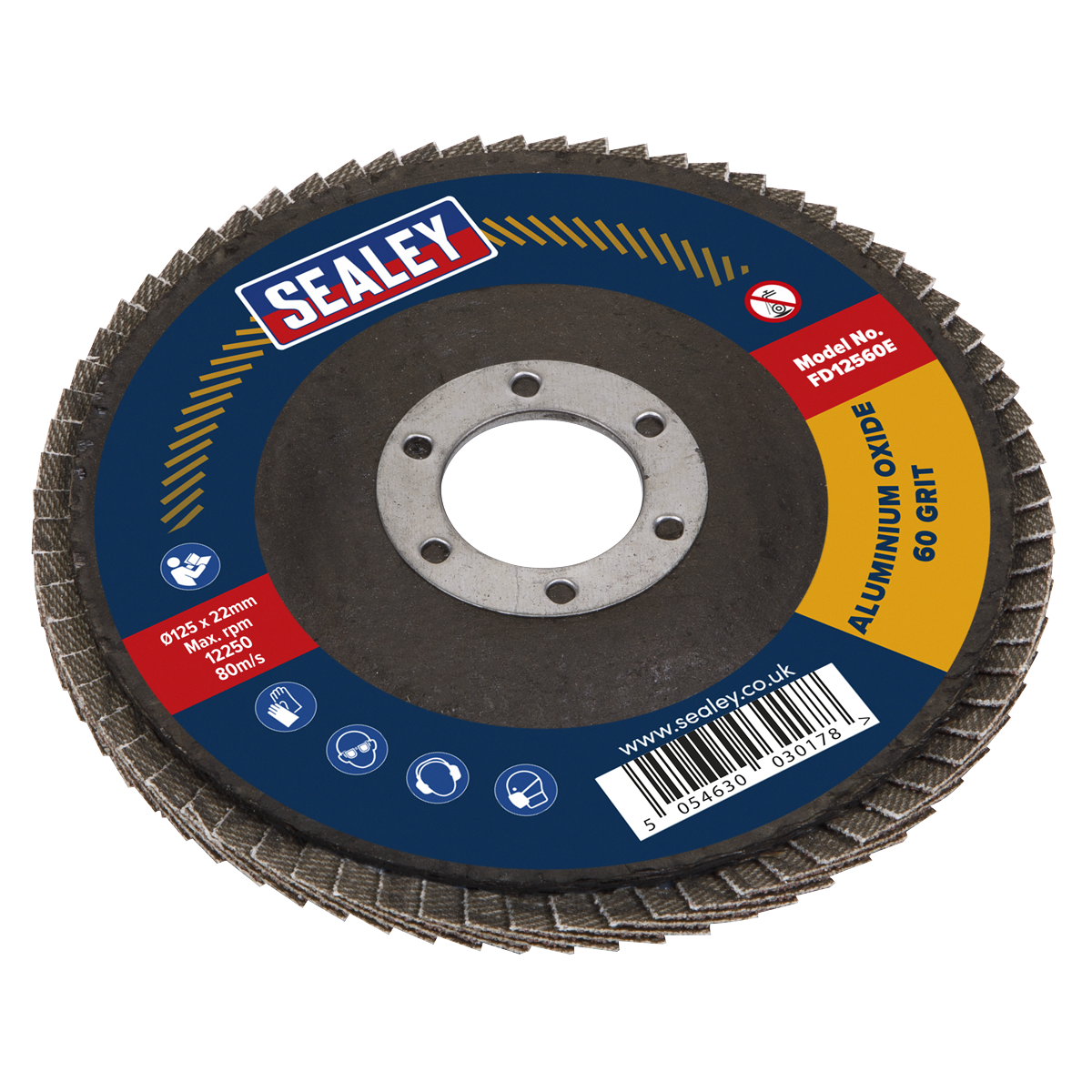 Sealey FD12560E 125mm Aluminium Oxide Flap Disc 22mm Bore 60Grit