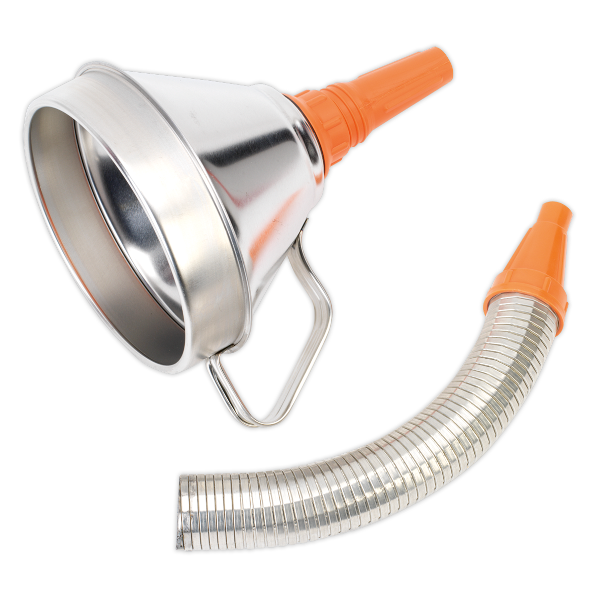 Sealey FM16F 160mm Metal Funnel with Flexible Spout & Filter