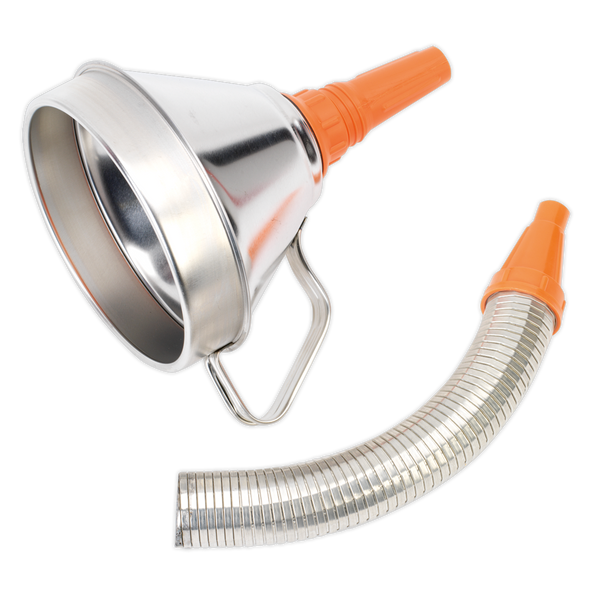 Sealey FM16F 160mm Metal Funnel with Flexible Spout & Filter