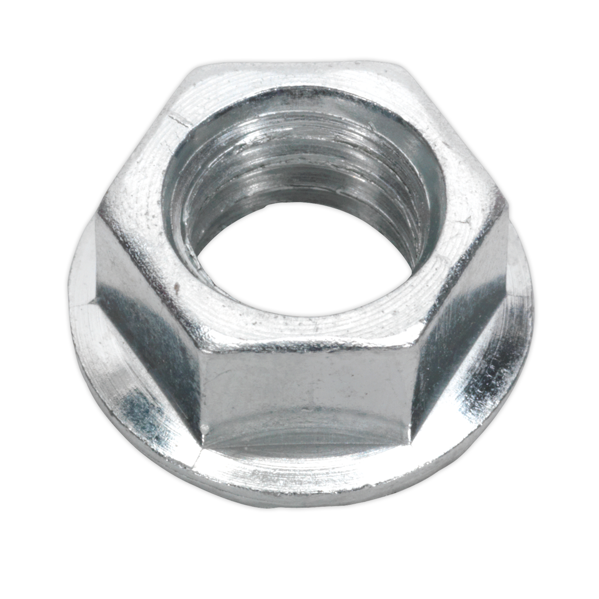 Sealey FN10 Zinc Plated Serrated Flange Nut DIN 6923 - M10 - Pack of 100