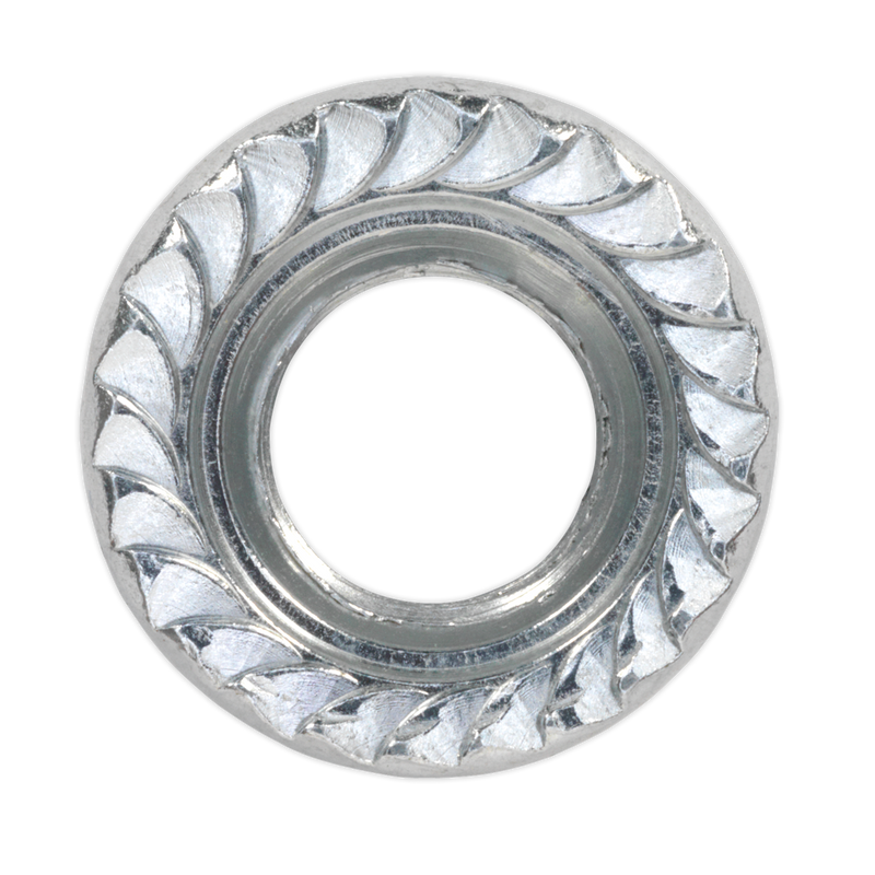 Sealey FN10 Zinc Plated Serrated Flange Nut DIN 6923 - M10 - Pack of 100