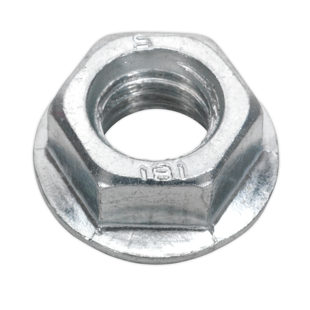 Sealey FN12 Zinc Plated Serrated Flange Nut DIN 6923 - M12 - Pack of 50