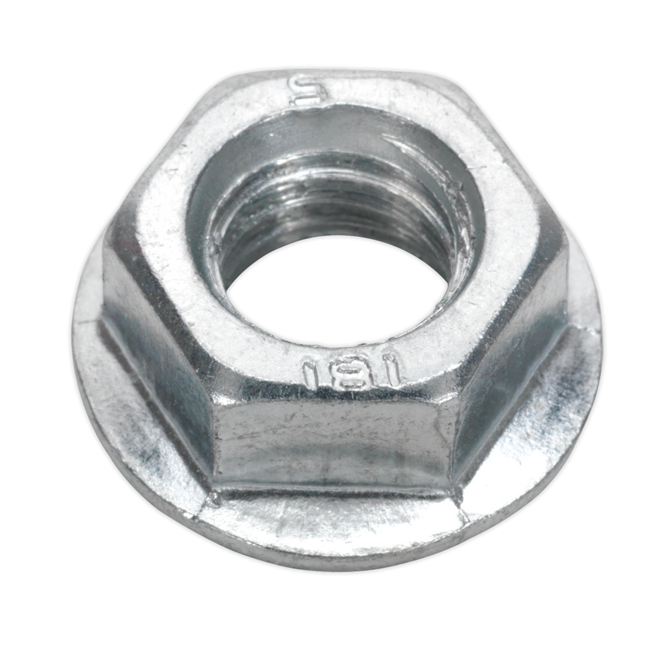 Sealey FN12 Zinc Plated Serrated Flange Nut DIN 6923 - M12 - Pack of 50