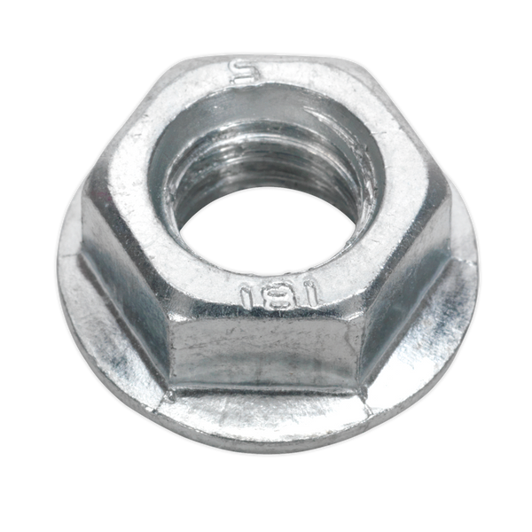 Sealey FN12 Zinc Plated Serrated Flange Nut DIN 6923 - M12 - Pack of 50