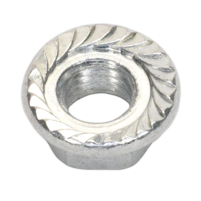 Sealey FN5 Zinc Plated Serrated Flange Nut DIN 6923 - M5 - Pack of 100