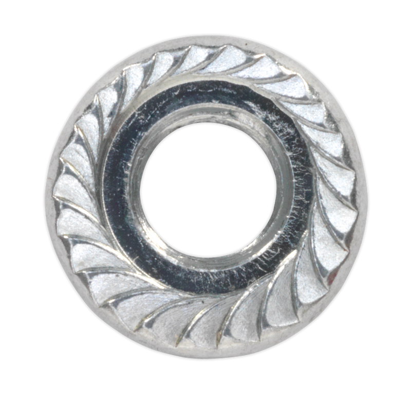 Sealey FN5 Zinc Plated Serrated Flange Nut DIN 6923 - M5 - Pack of 100