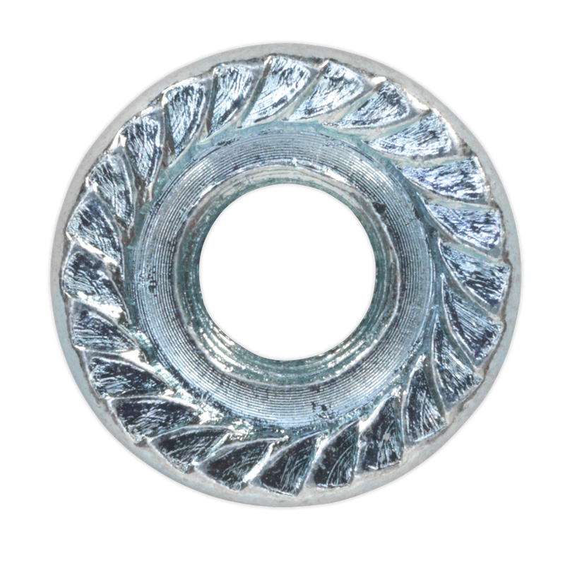 Sealey FN6 Zinc Plated Serrated Flange Nut DIN 6923 - M6 - Pack of 100