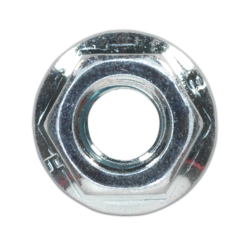 Sealey FN6 Zinc Plated Serrated Flange Nut DIN 6923 - M6 - Pack of 100