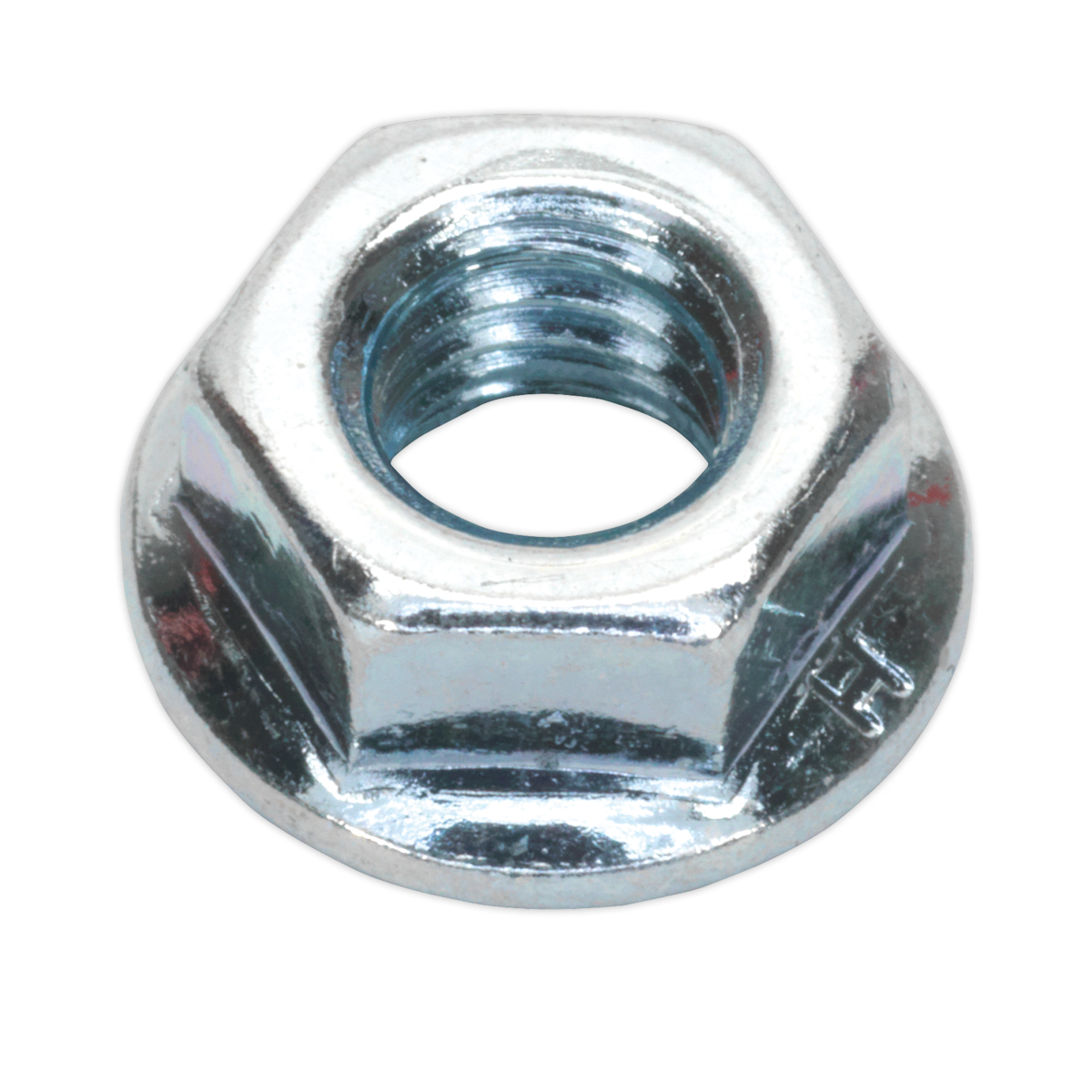 Sealey FN6 Zinc Plated Serrated Flange Nut DIN 6923 - M6 - Pack of 100