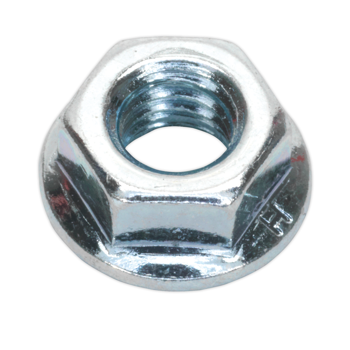 Sealey FN8 Zinc Plated Serrated Flange Nut DIN 6923 - M8 - Pack of 100