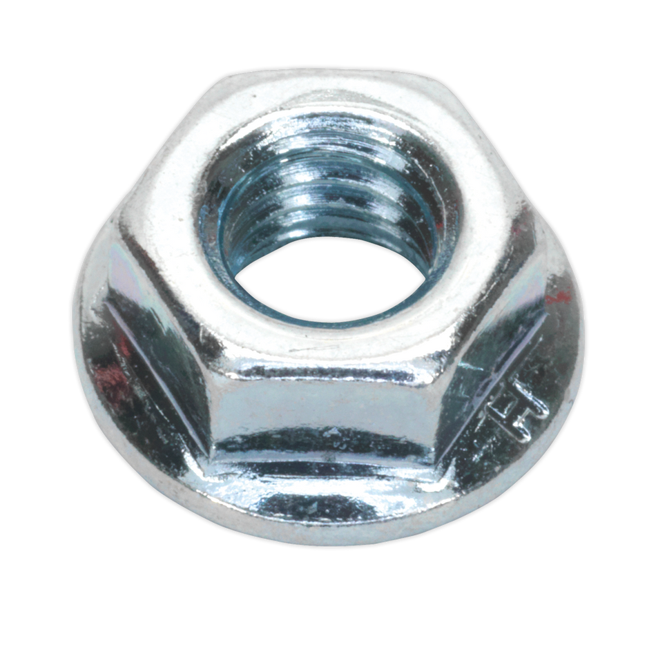 Sealey FN8 Zinc Plated Serrated Flange Nut DIN 6923 - M8 - Pack of 100