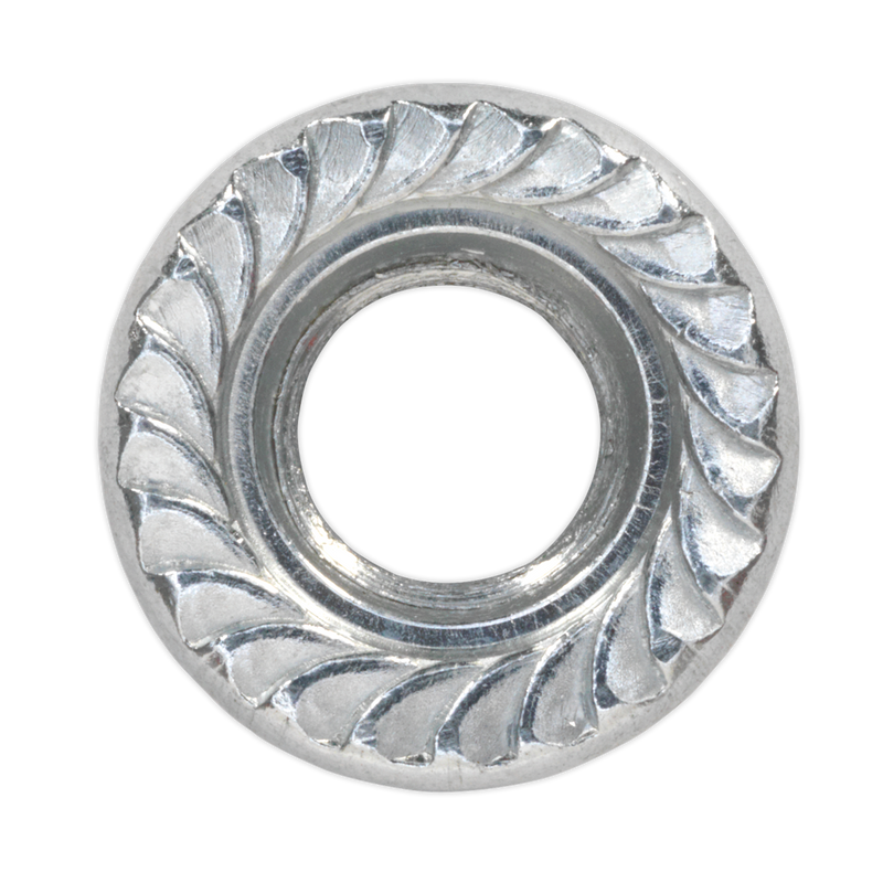 Sealey FN8 Zinc Plated Serrated Flange Nut DIN 6923 - M8 - Pack of 100