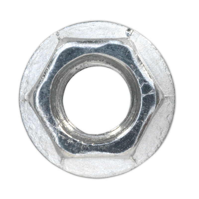 Sealey FN8 Zinc Plated Serrated Flange Nut DIN 6923 - M8 - Pack of 100