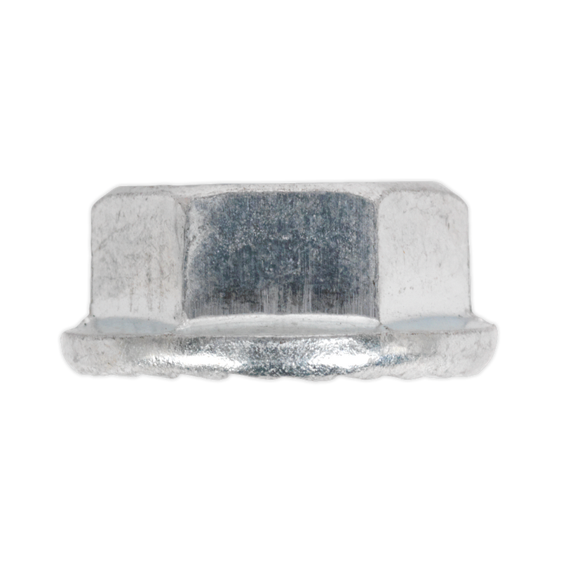 Sealey FN8 Zinc Plated Serrated Flange Nut DIN 6923 - M8 - Pack of 100
