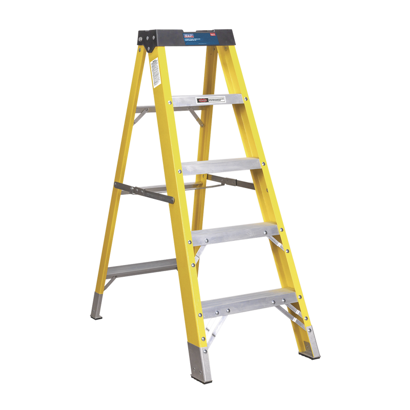 Sealey FSL5 4-Tread Trade Fibreglass Step Ladder EN 131