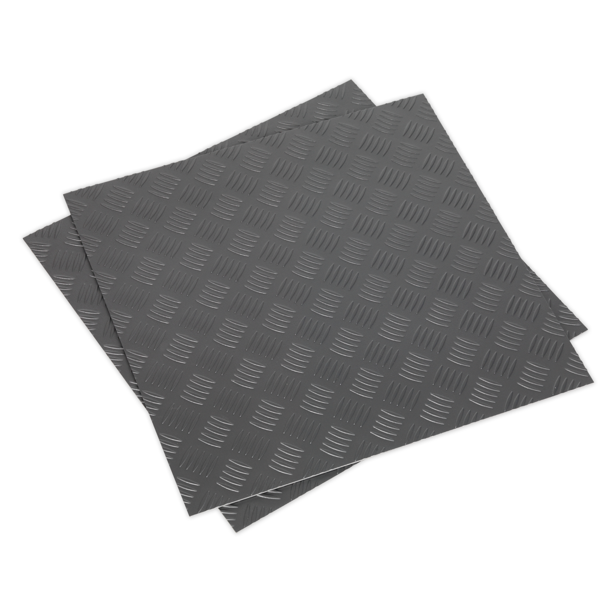 Sealey FT1S 457.2 x 457.2mm Vinyl Floor Tile with Peel & Stick Backing - Silver Treadplate Finish - Pack of 16