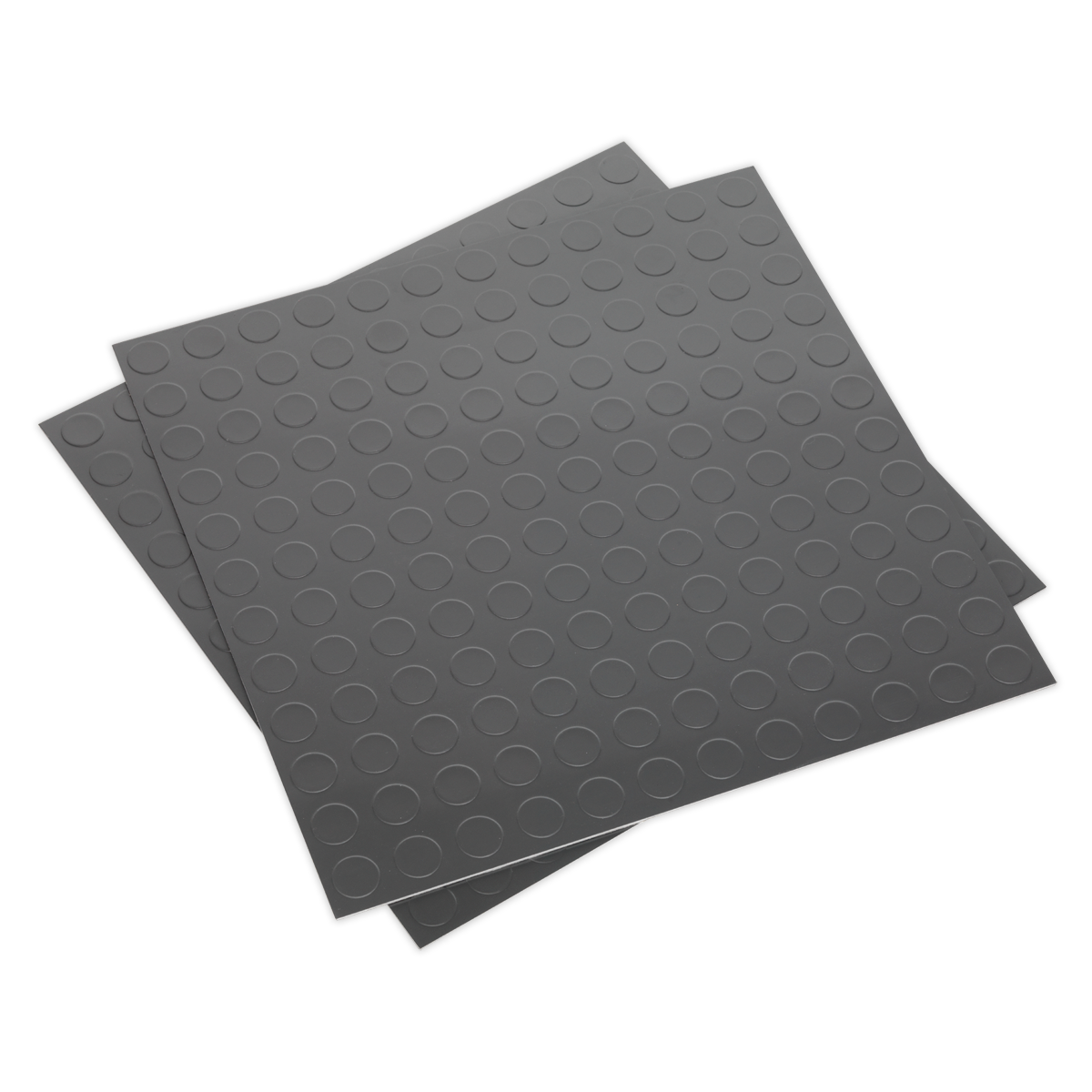 Sealey FT2S 457.2 x 457.2mm Vinyl Floor Tile with Peel & Stick Backing - Silver Coin Finish - Pack of 16