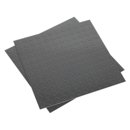 Sealey FT2S 457.2 x 457.2mm Vinyl Floor Tile with Peel & Stick Backing - Silver Coin Finish - Pack of 16