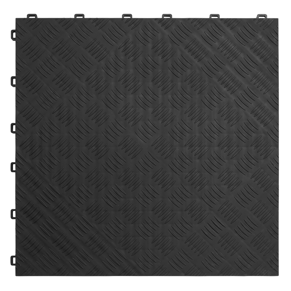 Sealey FT3B 400 x 400mm Polypropylene Floor Tile - Black Treadplate - Pack of 9