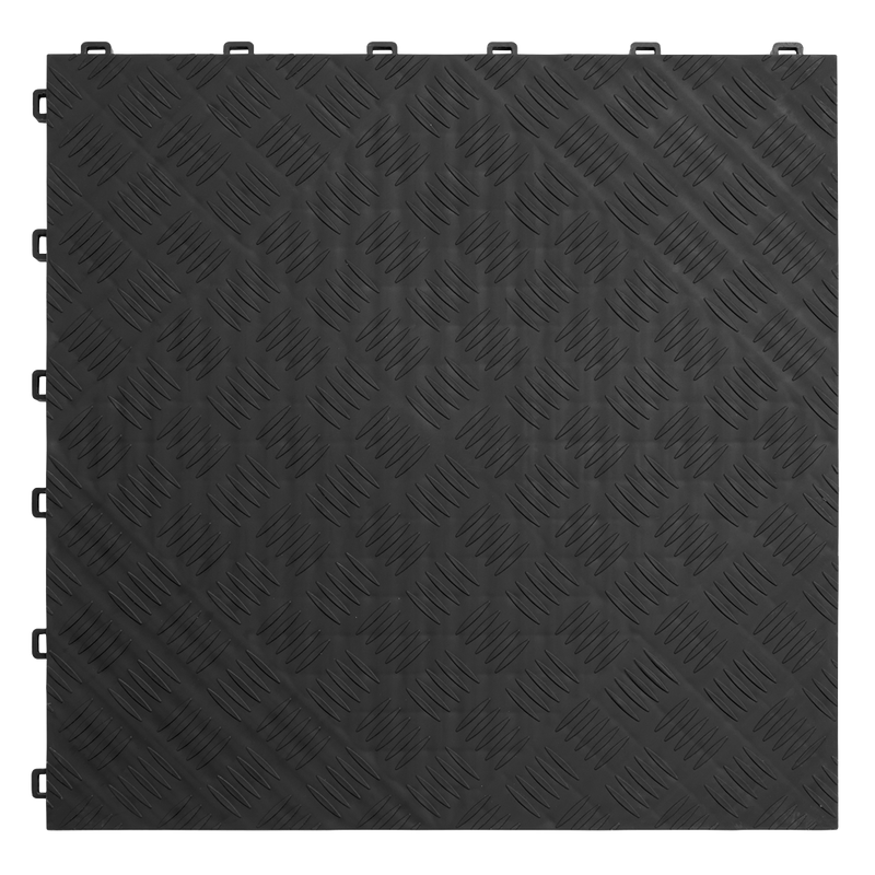 Sealey FT3B 400 x 400mm Polypropylene Floor Tile - Black Treadplate - Pack of 9