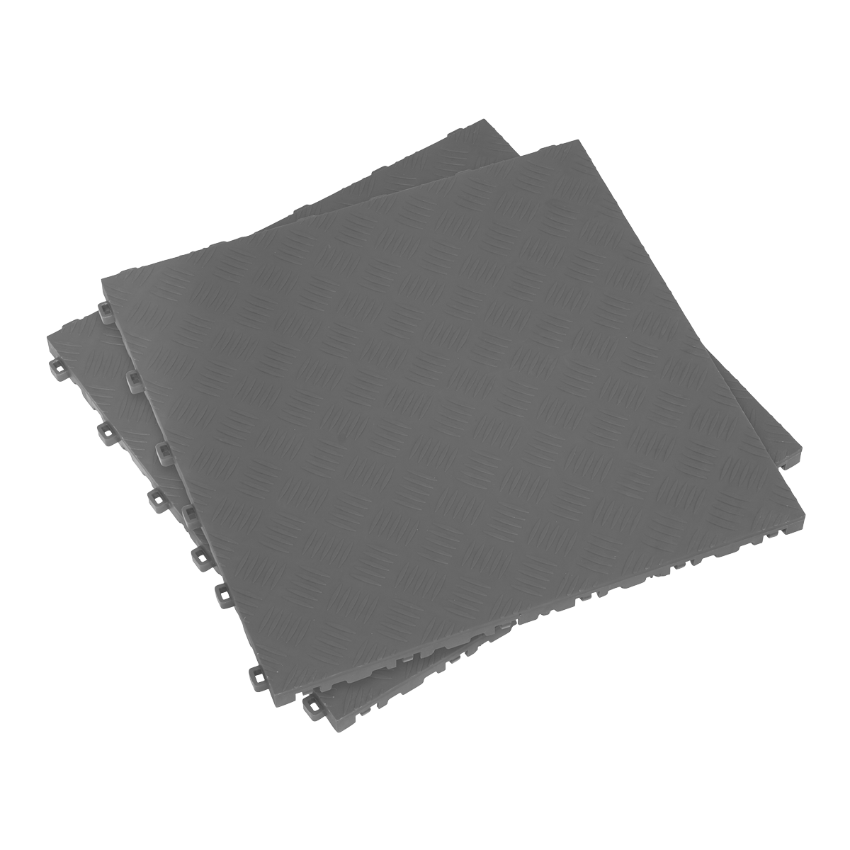 Sealey FT3G 400 x 400mm Polypropylene Floor Tile - Grey Treadplate - Pack of 9
