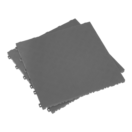 Sealey FT3G 400 x 400mm Polypropylene Floor Tile - Grey Treadplate - Pack of 9