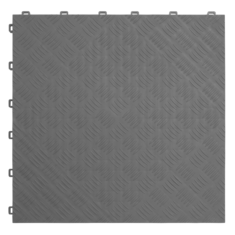Sealey FT3G 400 x 400mm Polypropylene Floor Tile - Grey Treadplate - Pack of 9
