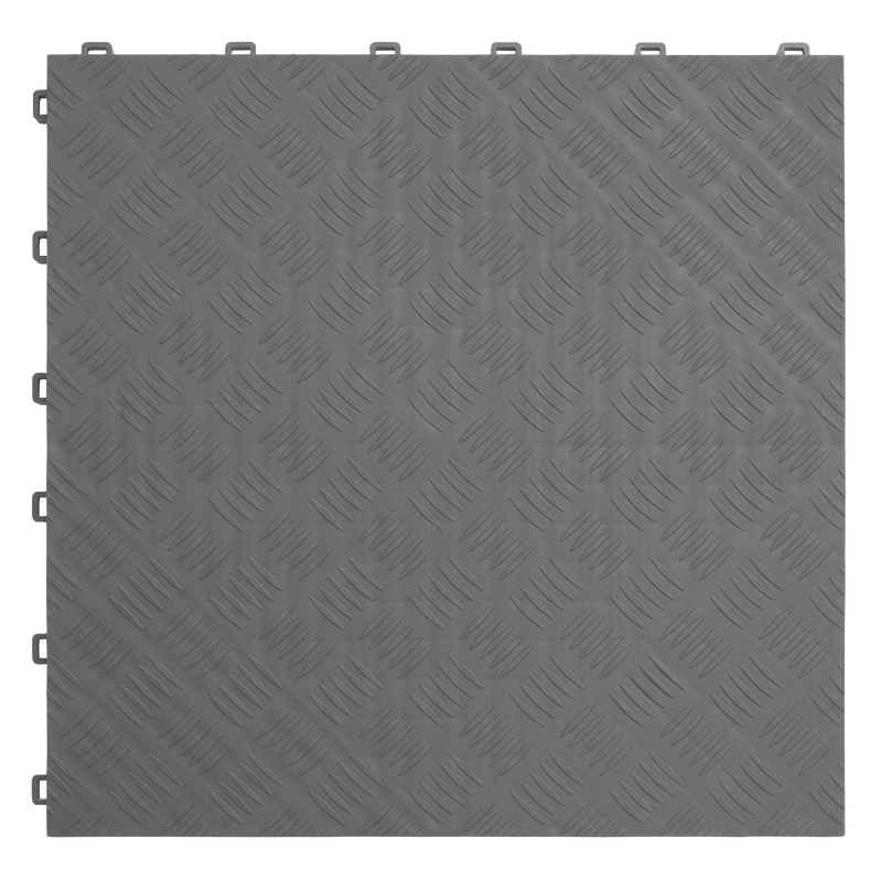 Sealey FT3G 400 x 400mm Polypropylene Floor Tile - Grey Treadplate - Pack of 9