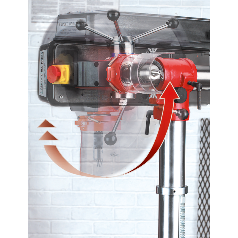Sealey GDM1630FR 5-Speed Radial Floor Pillar Drill 1620mm Height 550W