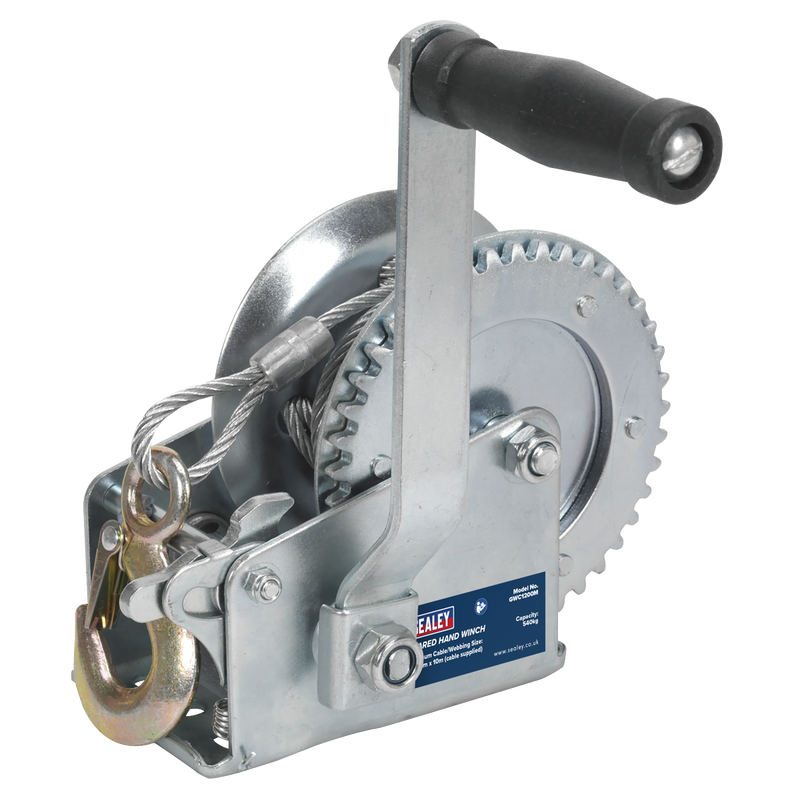 Sealey GWC1200M 540kg Capacity Geared Hand Winch with Cable