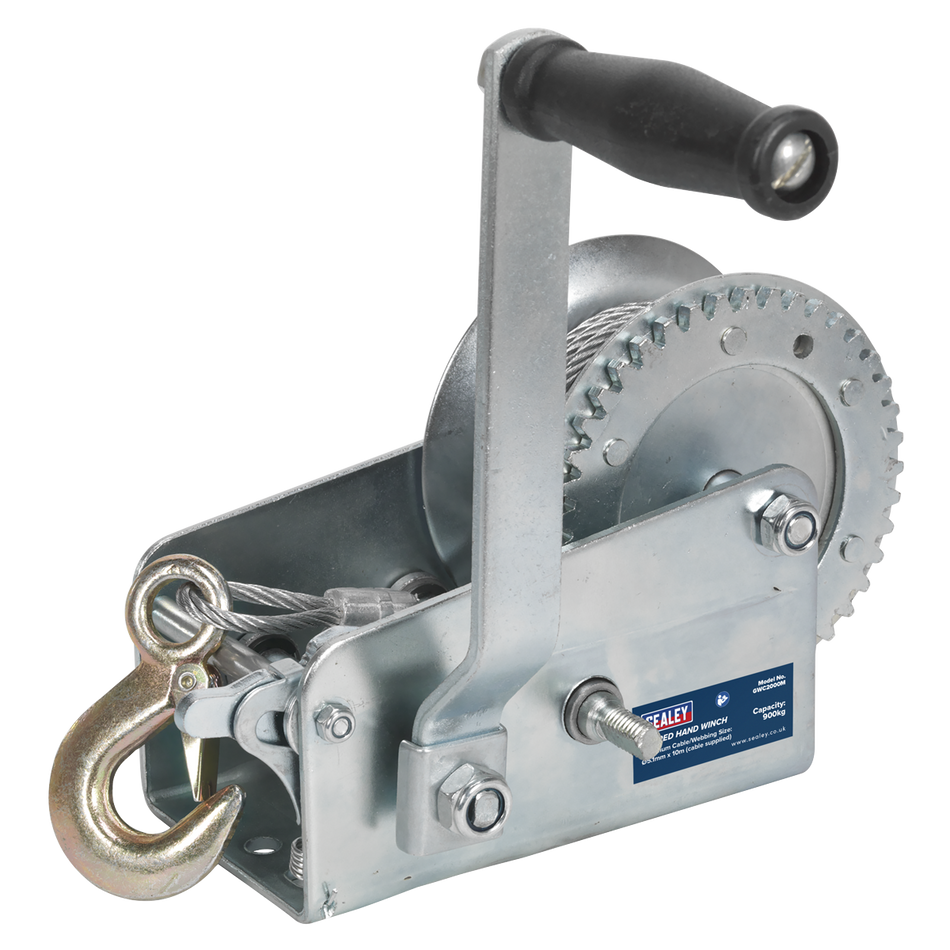 Sealey GWC2000M 900kg Capacity Geared Hand Winch with Cable