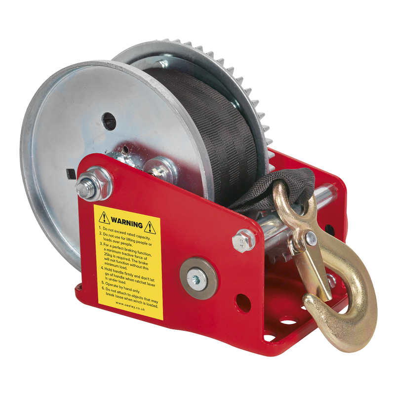 Sealey GWW1200B 540kg Capacity Geared Hand Winch with Brake & Webbing