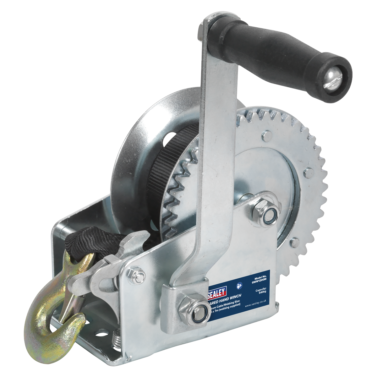 Sealey GWW1200M 540kg Capacity Geared Hand Winch with Webbing Strap