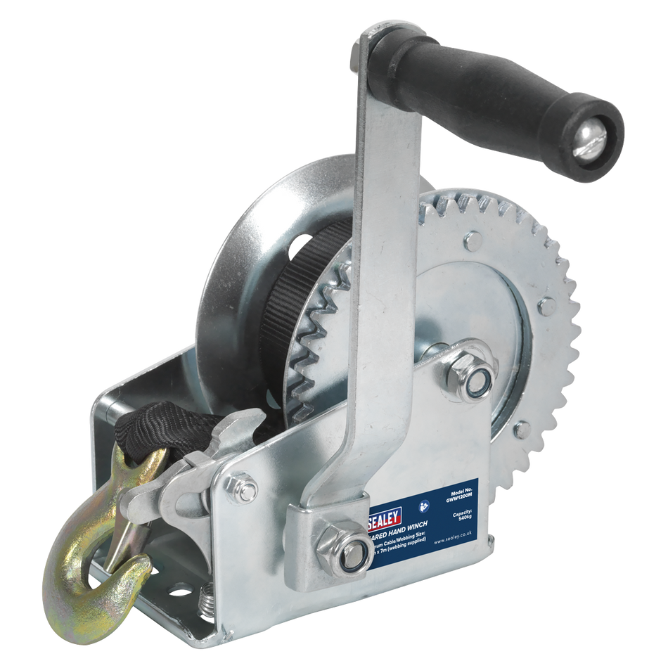 Sealey GWW1200M 540kg Capacity Geared Hand Winch with Webbing Strap
