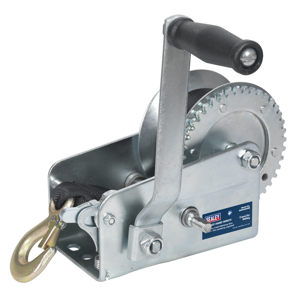 Sealey GWW2000M 900kg Capacity Geared Hand Winch with Webbing Strap