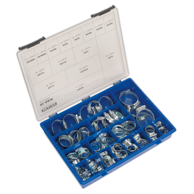 Sealey HCJ85AC 81pc HI-GRIP Hose Clip Assortment - DIN3017 9.5-55mm